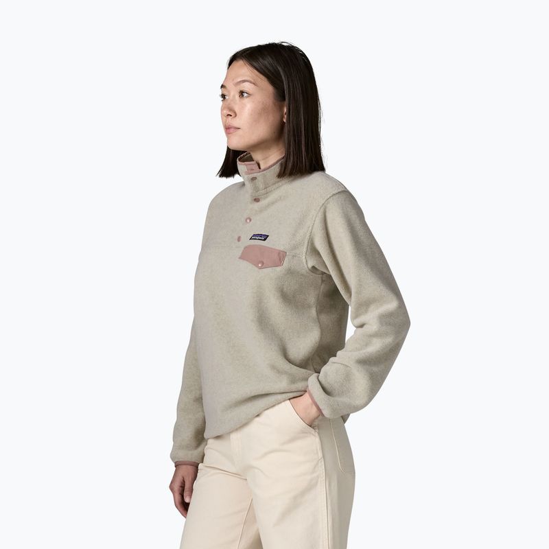 Women's fleece sweatshirt Patagonia Lightweight Synchilla Snap-T Pullover oatmeal heather w/moonrise taupe 3