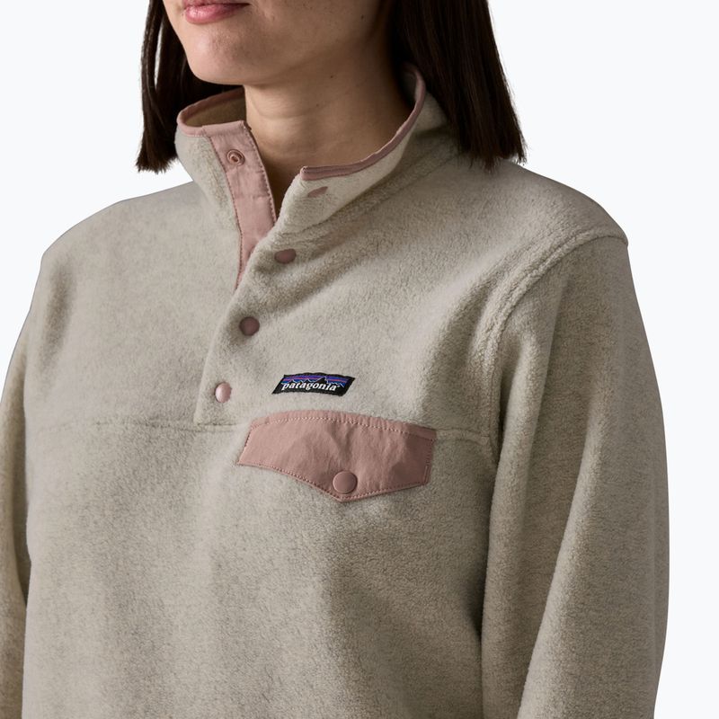 Women's fleece sweatshirt Patagonia Lightweight Synchilla Snap-T Pullover oatmeal heather w/moonrise taupe 4