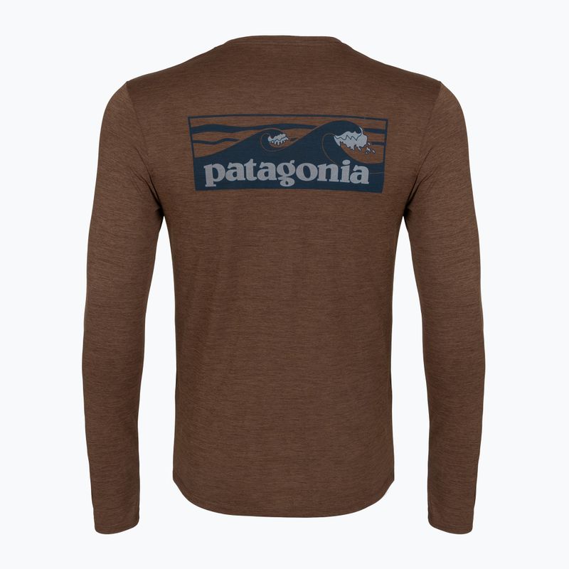 Men's longsleeve Patagonia Cap Cool Daily Boardshort Logo LS berm brown - light berm brown x-dye 2
