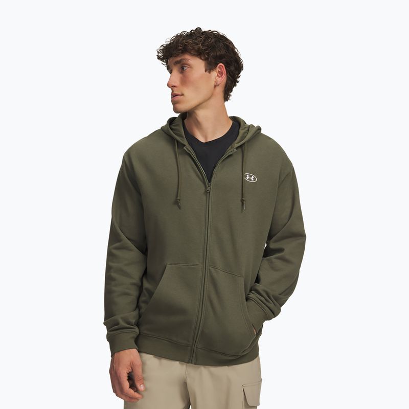 Men's sweatshirt Under Armour Rival Fleece Full Zip marine od green/white