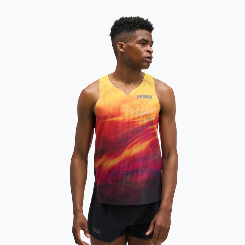 Men's running shirt HOKA Race Day Singlet TR Print hoka citrus 4