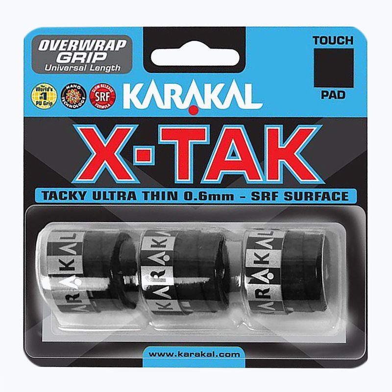 Squash racket wraps Karakal X-TAK Grip 3 pcs black.