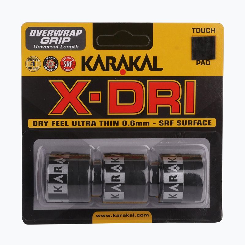 Squash racquet wrap Karakal X-Dri Grip 3 pcs black.