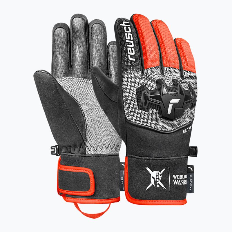 Children's ski gloves Reusch Worldcup Warrior R-Tex XT Junior black/silver/fluo red 2
