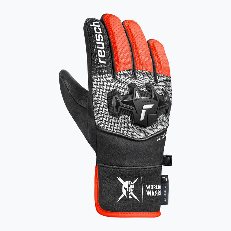 Children's ski gloves Reusch Worldcup Warrior R-Tex XT Junior black/silver/fluo red 3