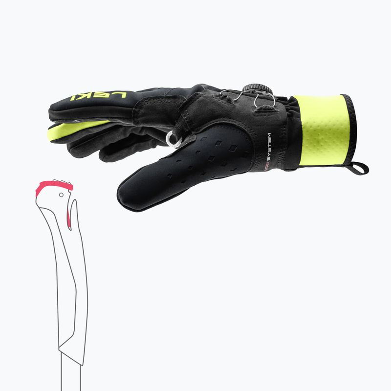 Ski gloves LEKI PRC Boa Shark black/neon yellow 4