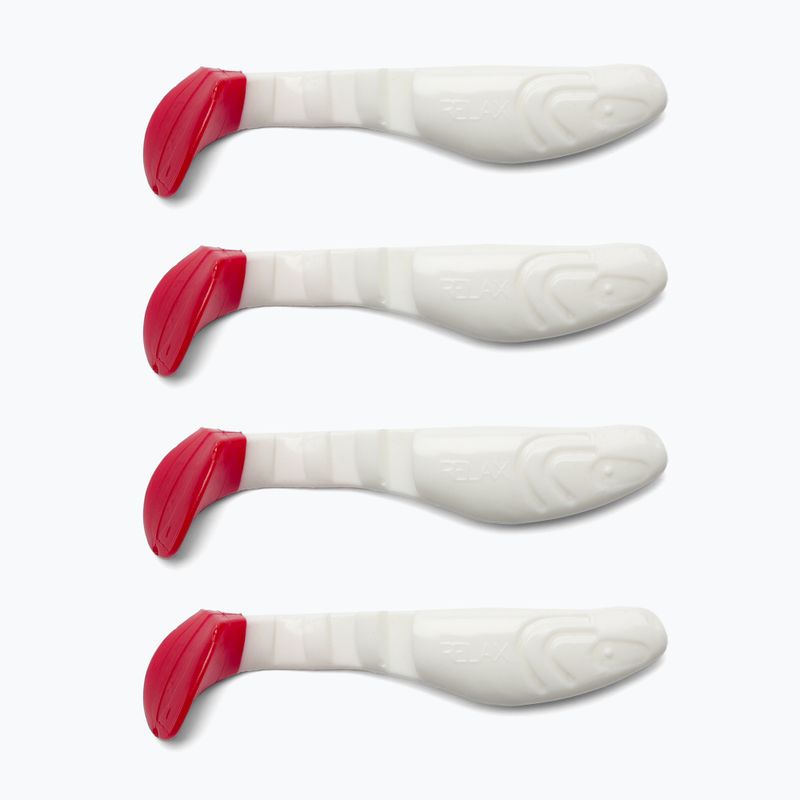 Rubber bait Relax Hoof 3 Tail 4 pcs white-red BLS3-T