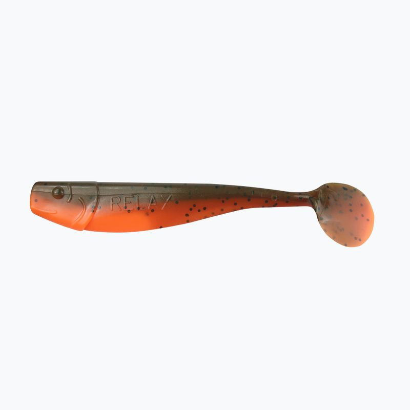 Relax Kingshad 4 Laminated rubber lure 4 pcs olive-black glitter orange KS4