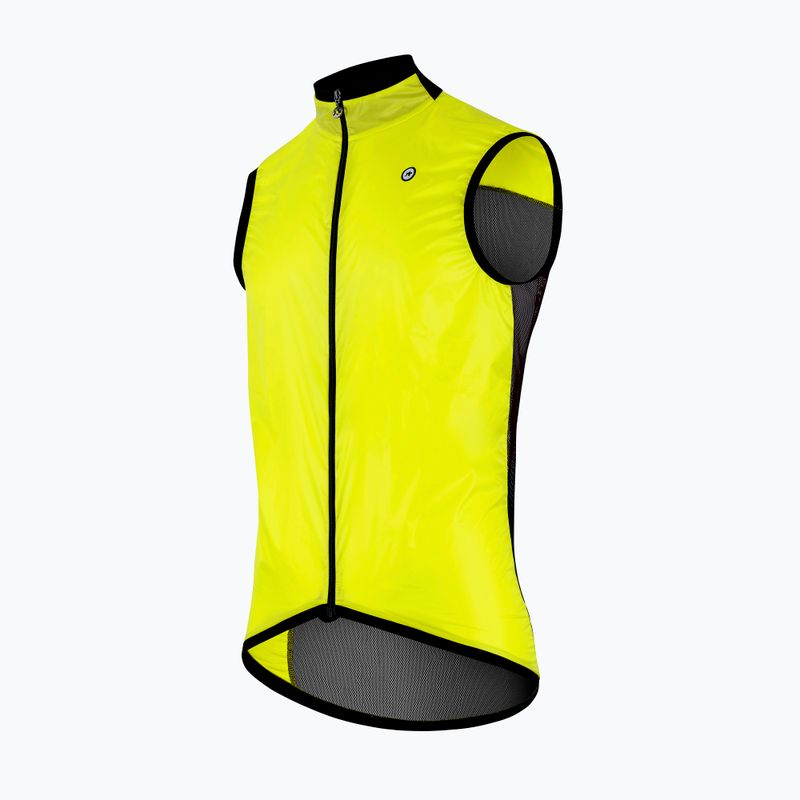 Men's ASSOS Mille GT C2 Wind optic yellow cycling waistcoat 3