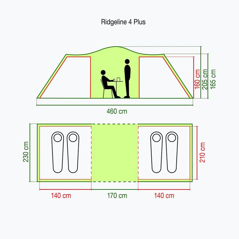 Coleman Ridgeline 4 Plus green 4-person camping tent 2000038890 2