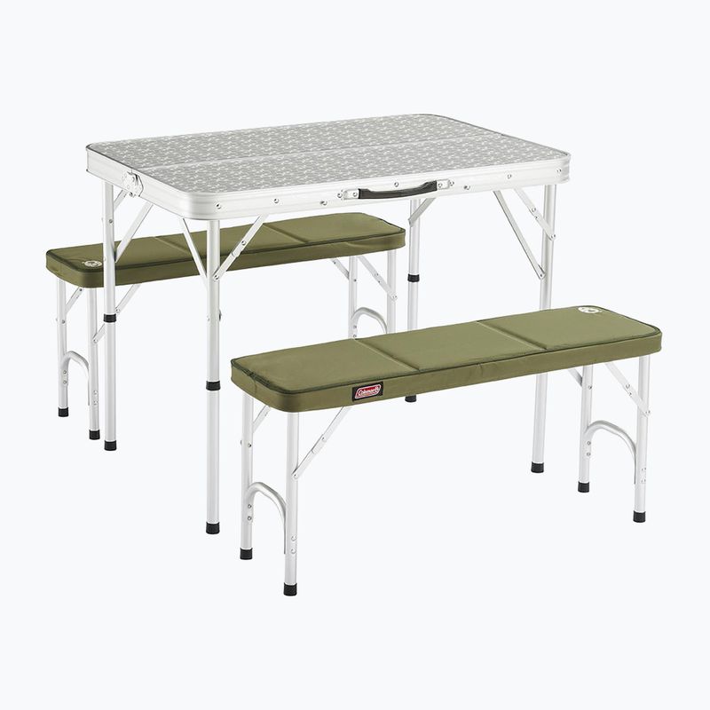 Coleman Pack Away For 4 silver hiking table with benches 205584