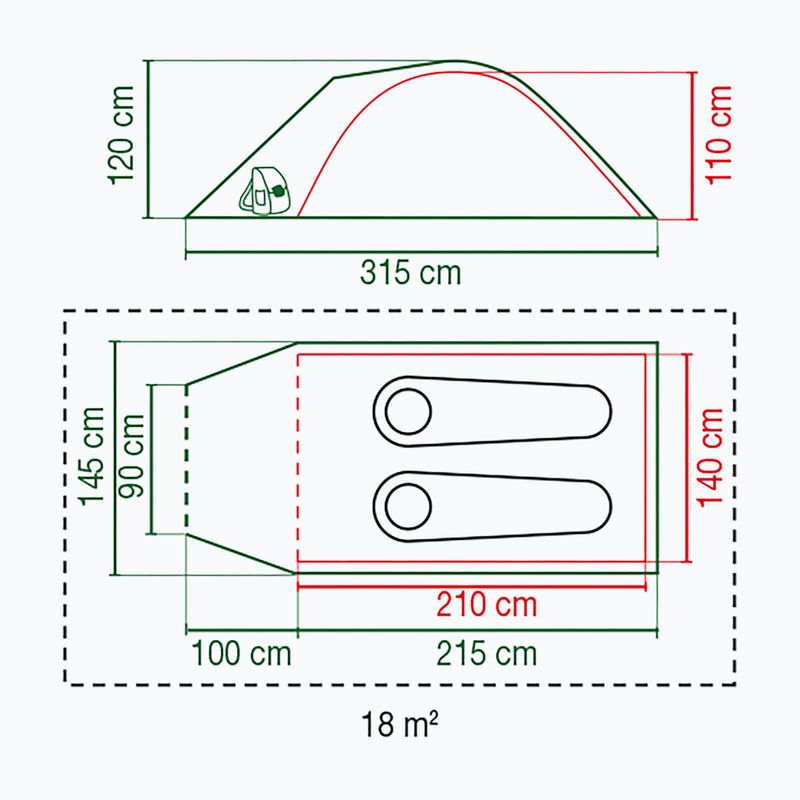 Coleman Darwin 2+ 2-person camping tent grey 2176902 2