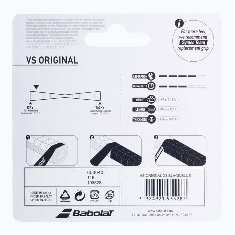 Babolat Vs Original tennis racket wraps 3 pcs black/fluo yellow 2