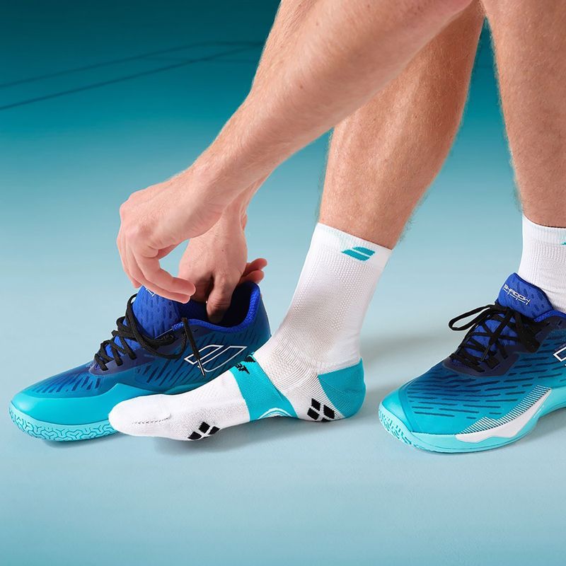 Babolat men's Badminton Pro Crew socks white/ceramic blue 3