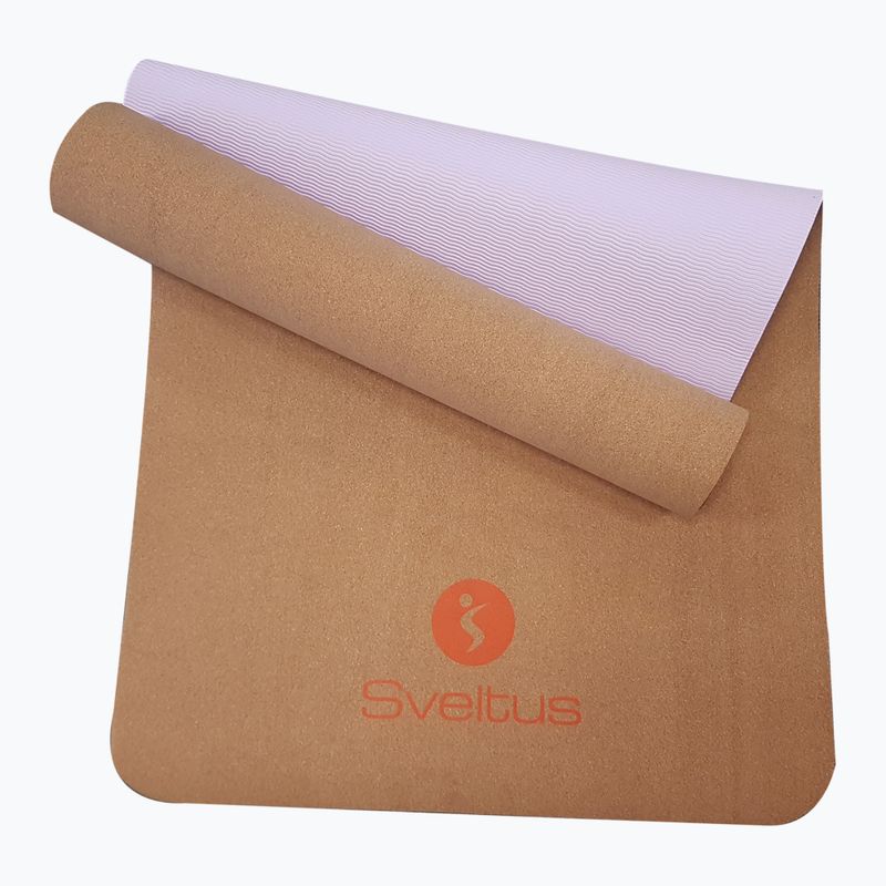 Exercise mat Sveltus Cork Yoga natural/ lilac