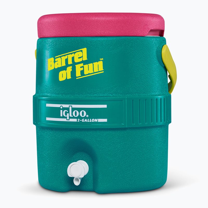 Igloo Retro Barrel Of Fun 2 Gallon 7.6 litre dark jade/bold magenta/livewire yellow water tank 3
