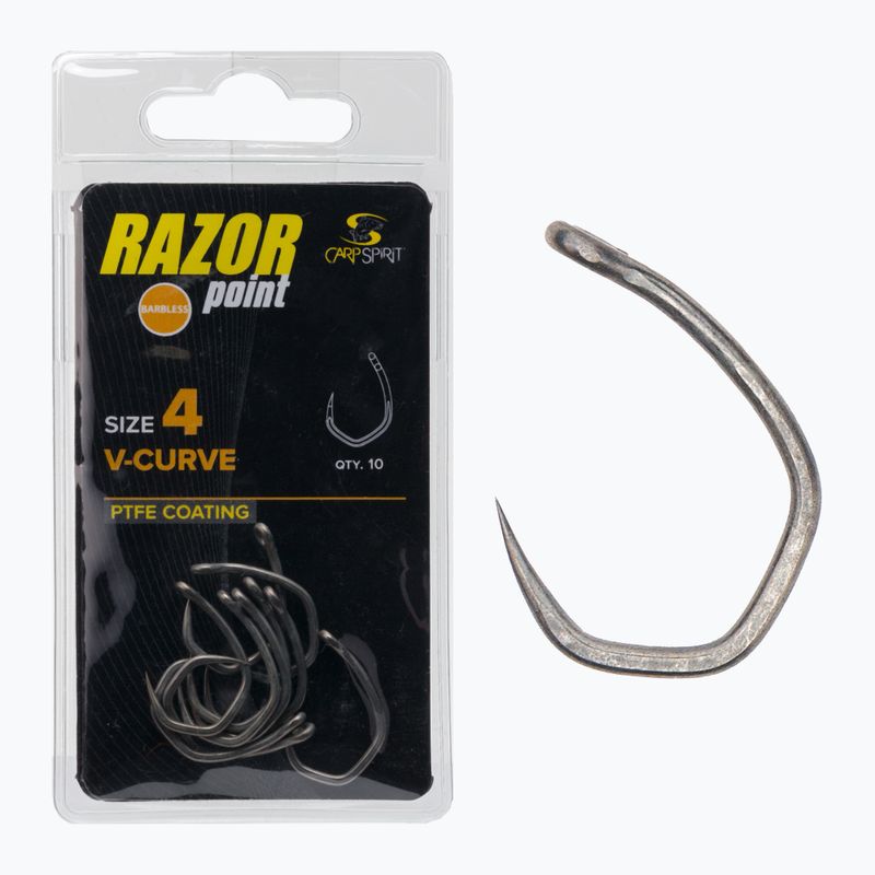 Carp Spirit V-Curve Barbless hooks grey ACS350096 3