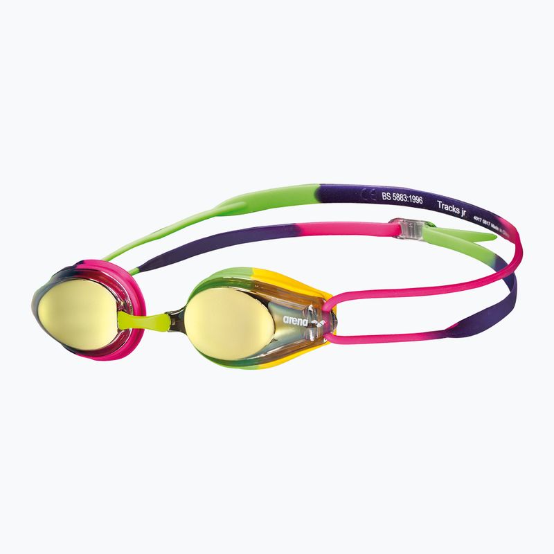 Children's swimming goggles arena Tracks JR Mirror blue yellow violet/fuchsia/green