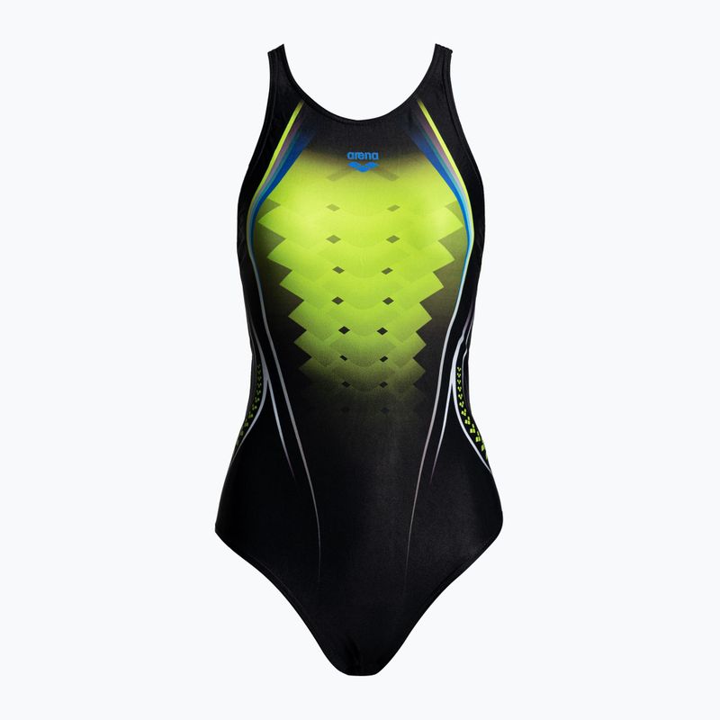 Women's one-piece swimsuit arena One Placed Print One Piece black and yellow 001191