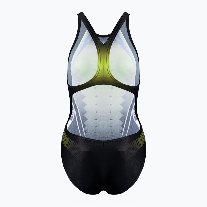 Women's one-piece swimsuit arena One Placed Print One Piece black and yellow 001191 2