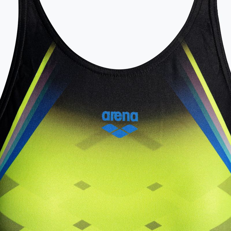 Women's one-piece swimsuit arena One Placed Print One Piece black and yellow 001191 3
