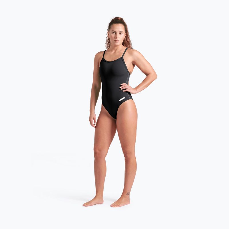 Ladies' one-piece swimsuit Arena Team Light Drop Solid black/white 6