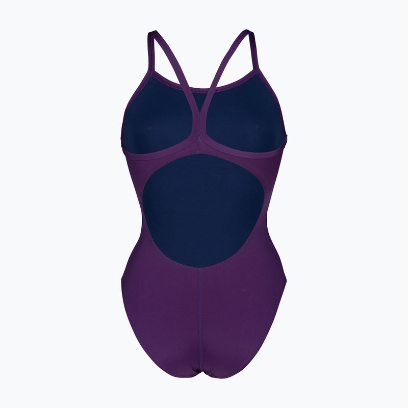Ladies' one-piece swimsuit Arena Team Light Drop Solid plum/white 2