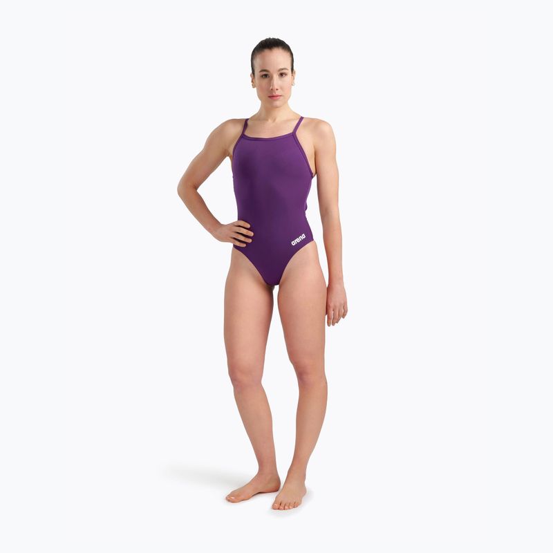 Ladies' one-piece swimsuit Arena Team Light Drop Solid plum/white 6