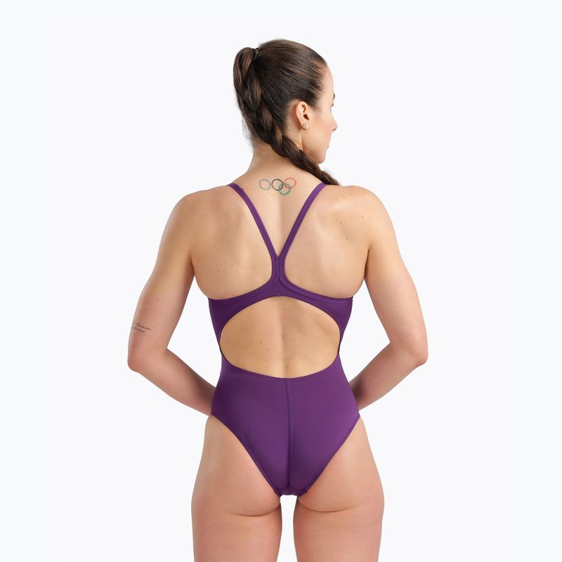 Ladies' one-piece swimsuit Arena Team Light Drop Solid plum/white 7