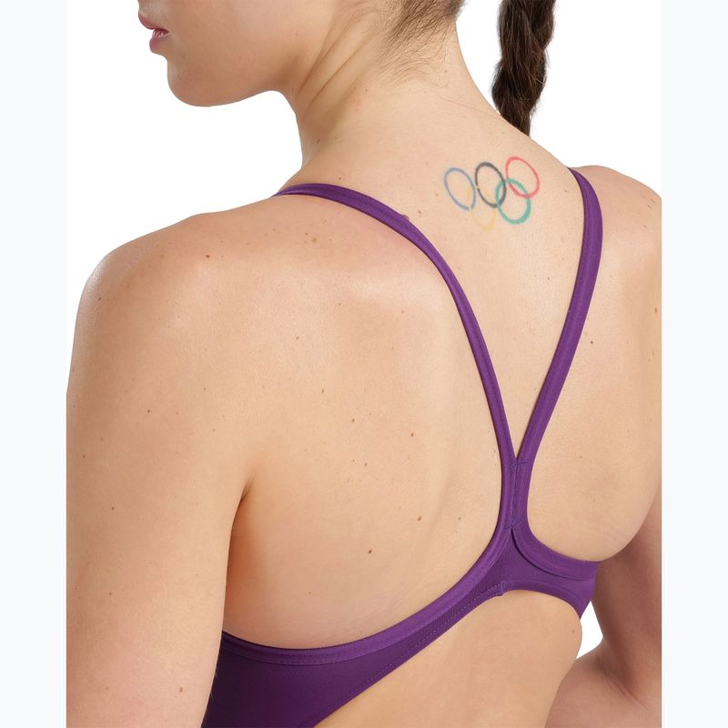 Ladies' one-piece swimsuit Arena Team Light Drop Solid plum/white 8