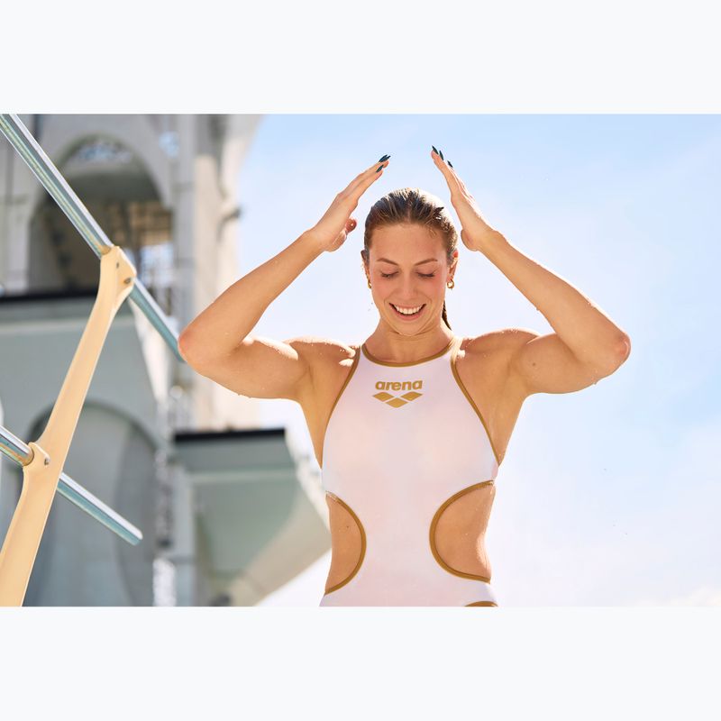 Ladies' one-piece swimsuit Arena One Biglogo One Piece white/gold 12