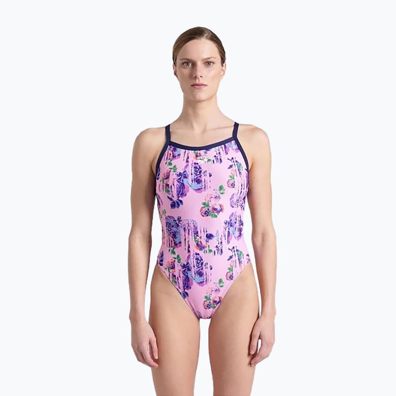 Women's one-piece swimsuit arena Rose Texture Swimsuit Xcross Back multi pink/navy 5