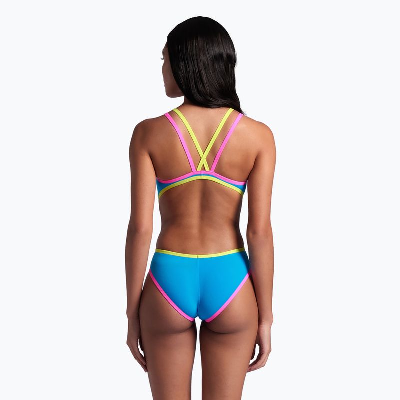 Women's one-piece swimsuit arena One Double Cross Back One Piece turquoise/fluo pink/soft green 8