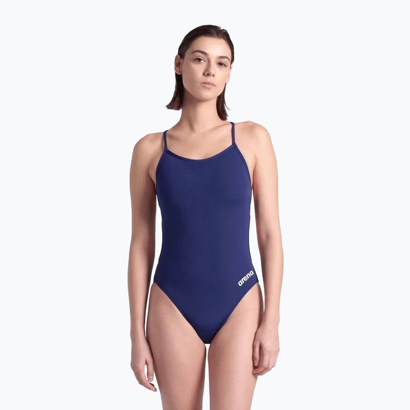 Women's one-piece swimsuit arena Lace Back Solid navy/white 5