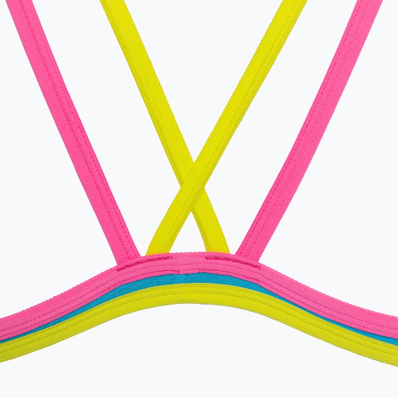 Women's one-piece swimsuit arena One Double Cross Back One Piece turquoise/fluo pink/soft green 5