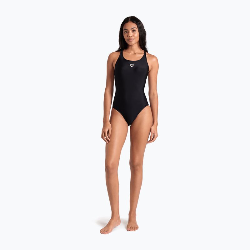 Women's one-piece swimsuit arena Icons Racer Back Solid black / white 6