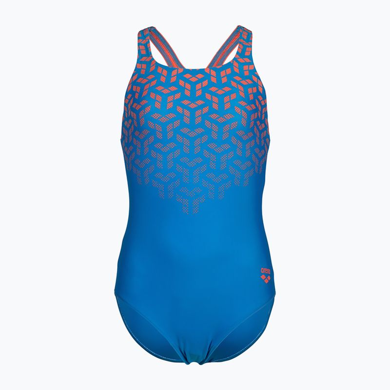 Children's one-piece swimsuit arena Kikko V Swim Pro Back blue china/calypso coral