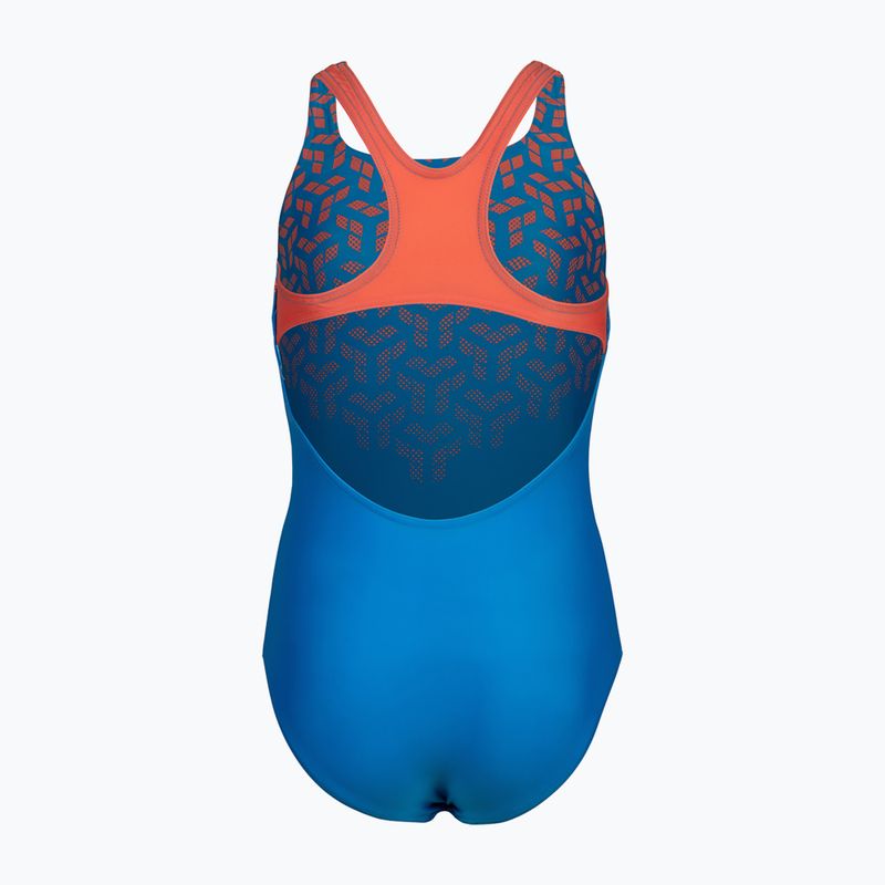 Children's one-piece swimsuit arena Kikko V Swim Pro Back blue china/calypso coral 3