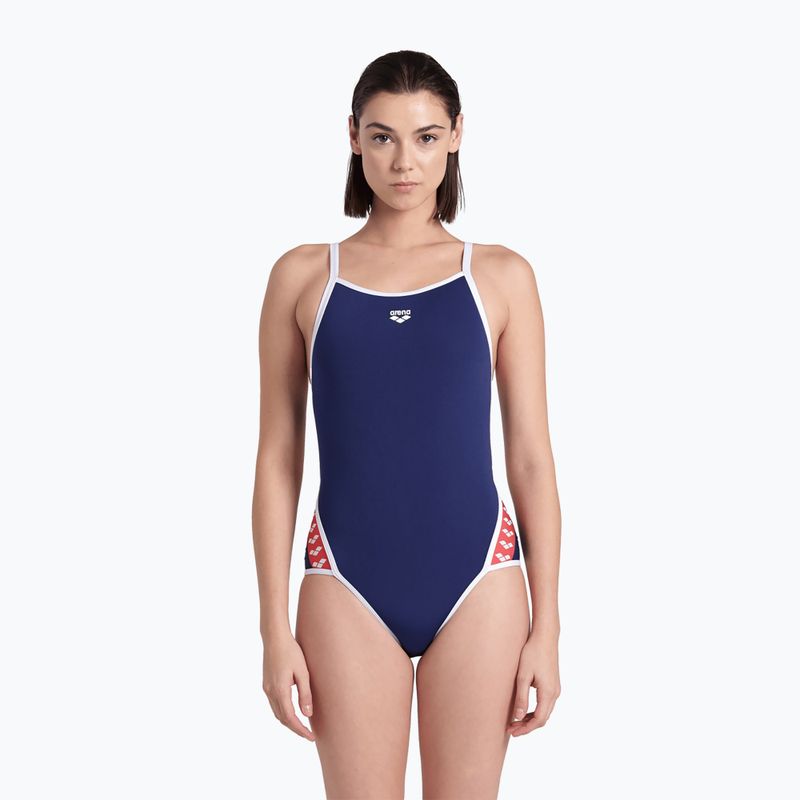 Women's one-piece swimsuit arena Icons Super Fly Back Solid navy / white / red multi 5