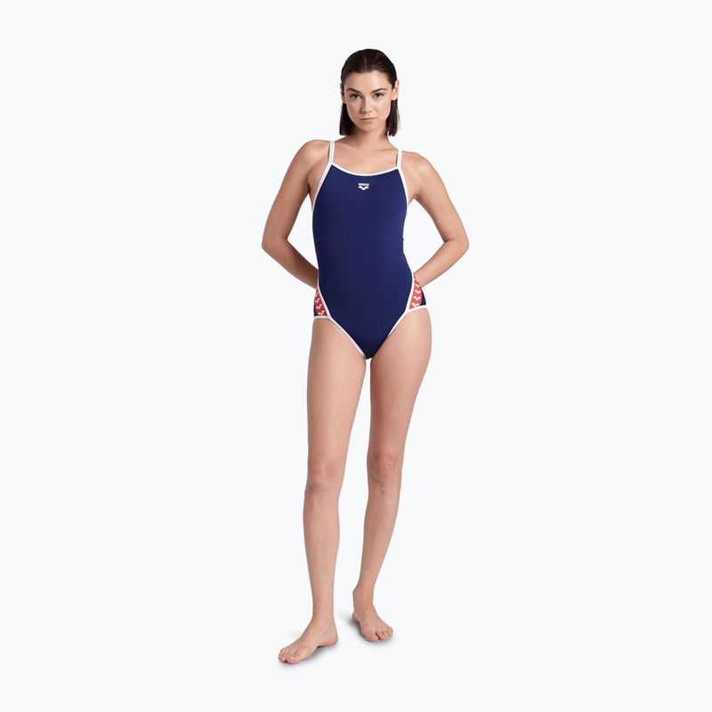 Women's one-piece swimsuit arena Icons Super Fly Back Solid navy / white / red multi 6