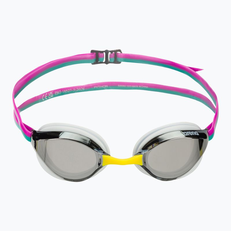 Arena Python Mirror silver/white/fuchsia swimming goggles 2