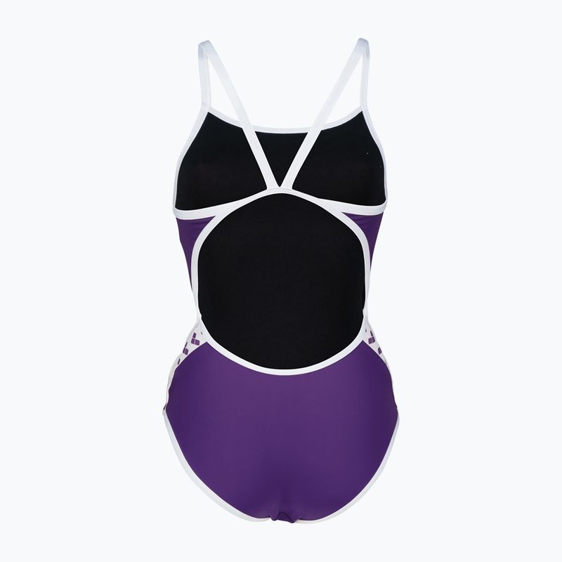 Women's one-piece swimsuit arena Icons Super Fly Back Solid plum / white / plum multi 2