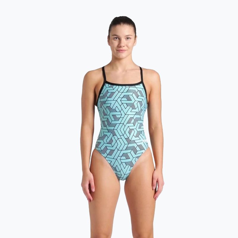 Arena Escape Challenge Back black/water blue multi women's one-piece swimsuit