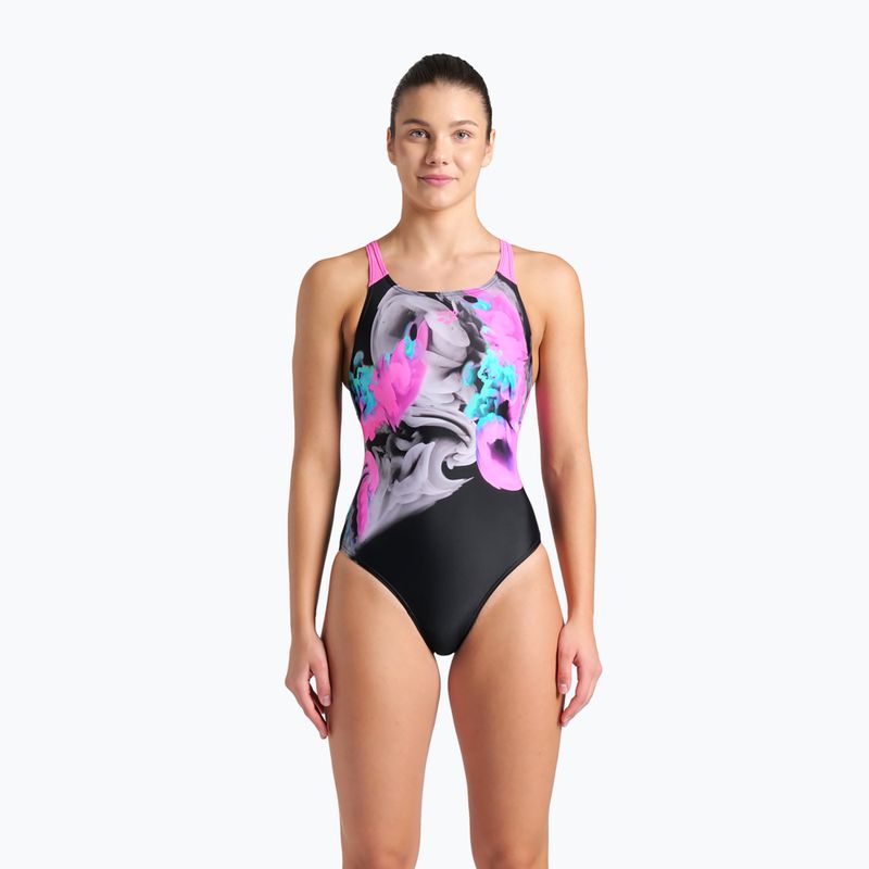 Women's one-piece swimsuit arena Imaginary Swim Pro Back black/shocking pink/multi 5