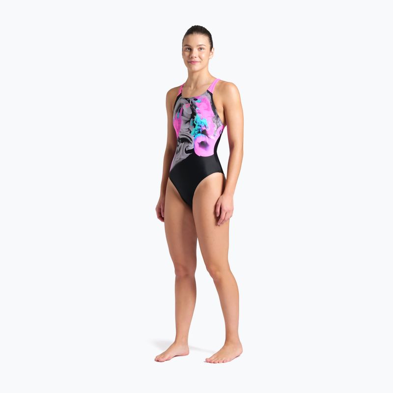 Women's one-piece swimsuit arena Imaginary Swim Pro Back black/shocking pink/multi 6