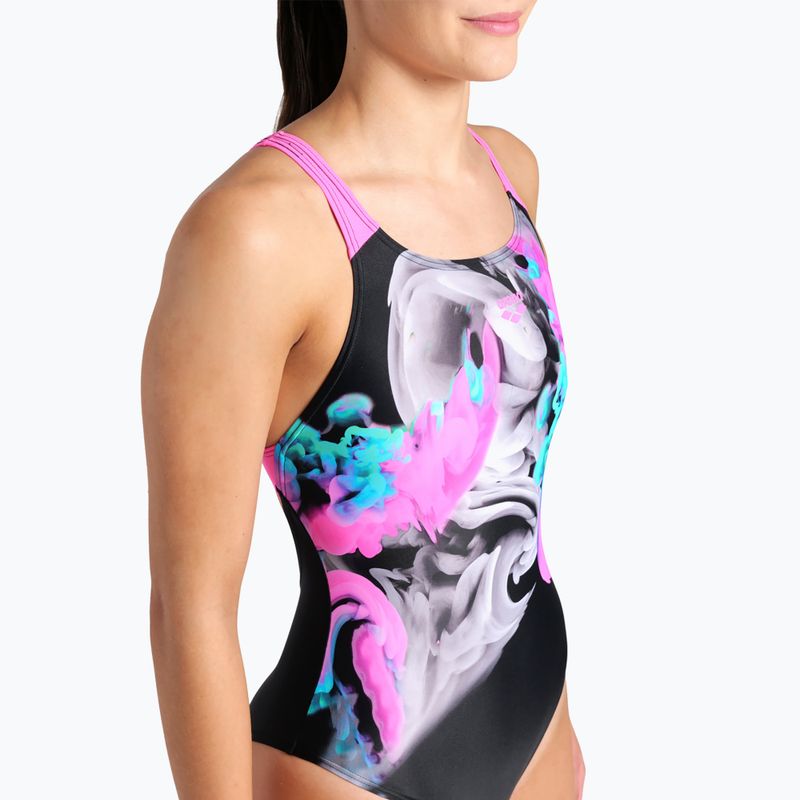 Women's one-piece swimsuit arena Imaginary Swim Pro Back black/shocking pink/multi 8