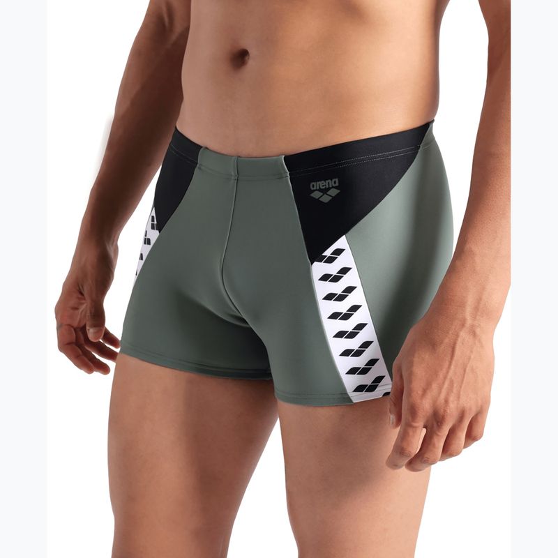 Men's arena Stripe Swim Boxers Short sage/black/multi 4
