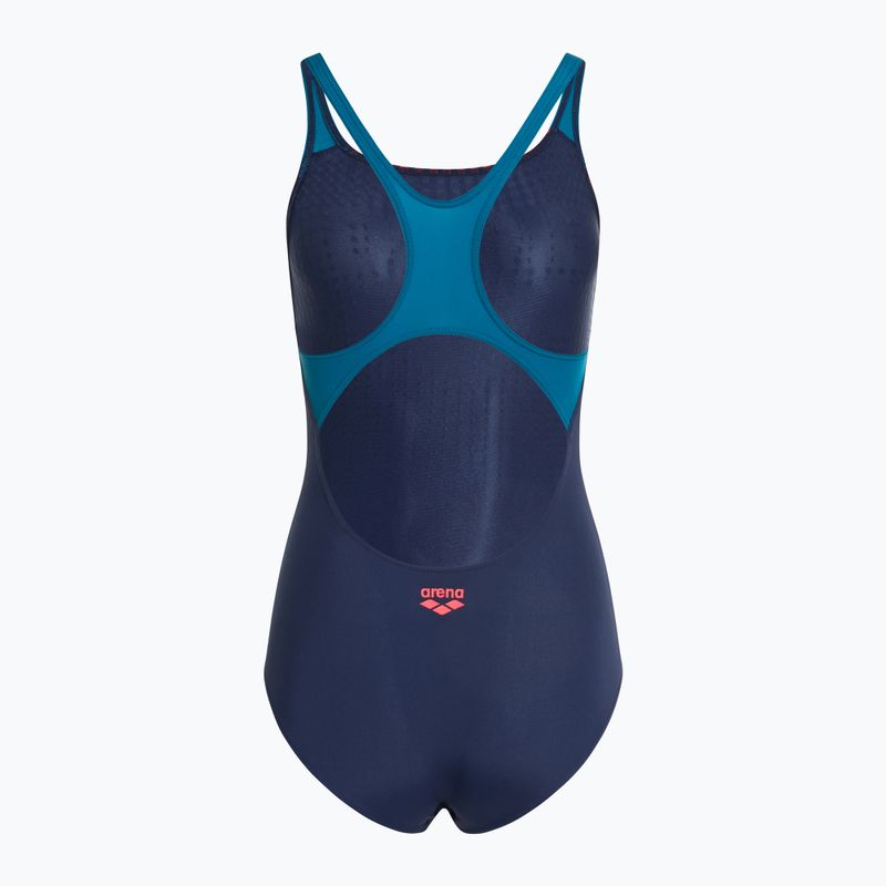 Women's one-piece swimsuit arena Foggy Dots Swim Pro Back navy / blue cosmo 2
