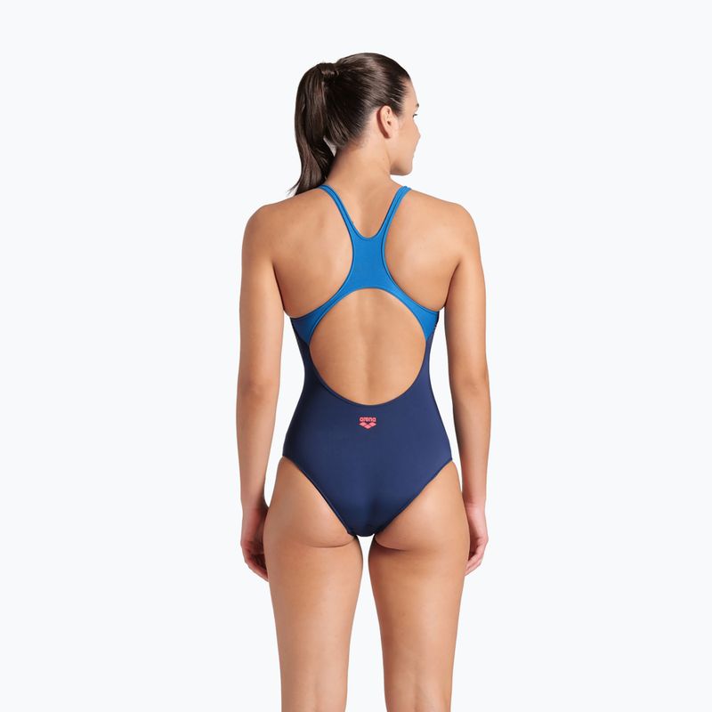 Women's one-piece swimsuit arena Foggy Dots Swim Pro Back navy / blue cosmo 3