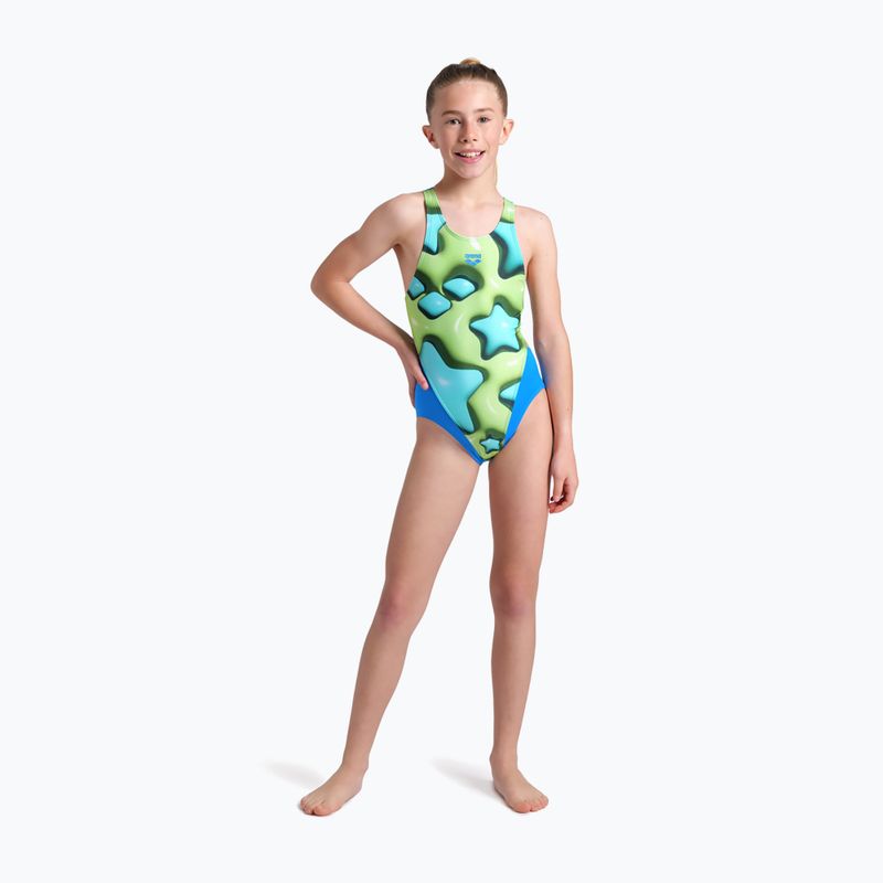 Arena Star Shaped Swim Tech L blue river/soft green/multi children's one-piece swimsuit 6